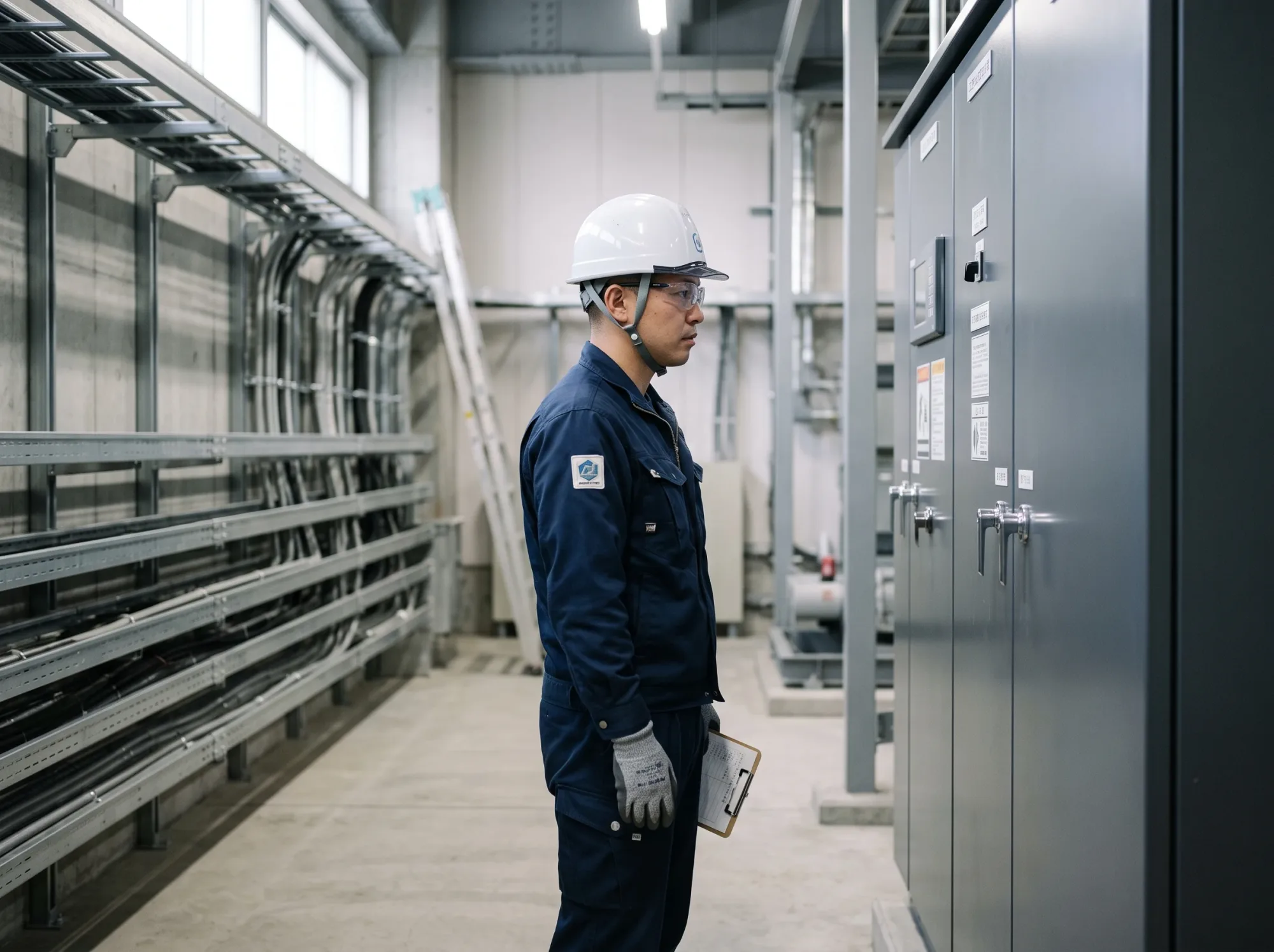 電気設備を確認する技術者