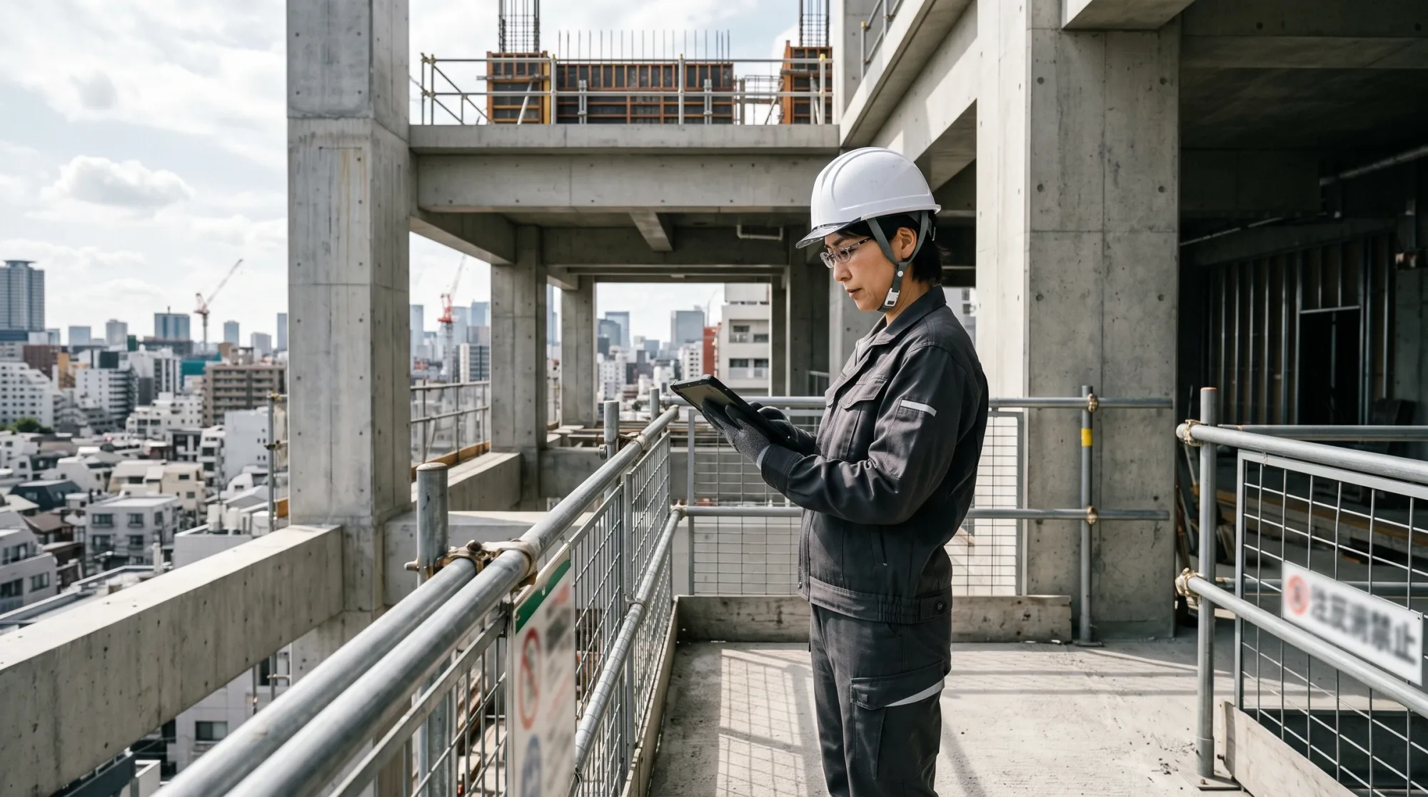 建築現場の施工を管理する技術者